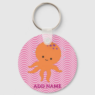 Cute Octopus Tecknad Cute Rosa Nyckelring