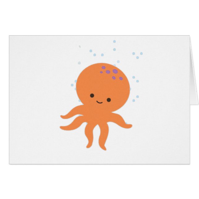 Cute Octopus-Tecknad Hälsningskort (Framsidan Horizontal)