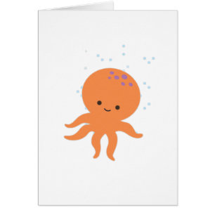 Cute Octopus-Tecknad Hälsningskort
