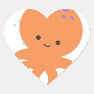 Cute Octopus-Tecknad Hjärtformat Klistermärke