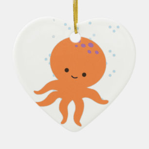 Cute Octopus-Tecknad Julgransprydnad Keramik