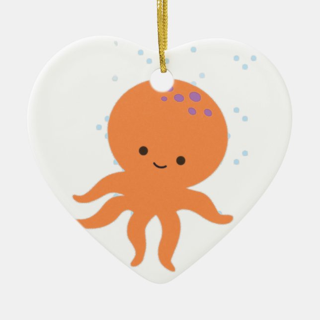 Cute Octopus-Tecknad Julgransprydnad Keramik (Framsidan)