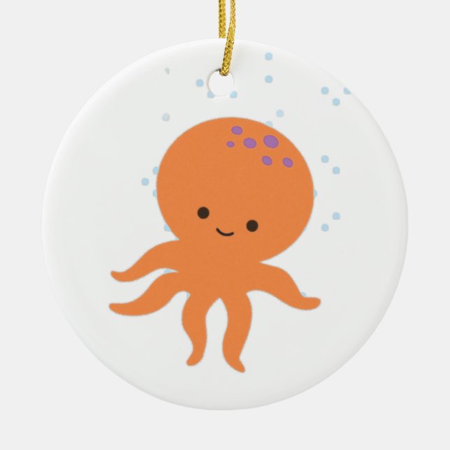 Cute Octopus-Tecknad Julgransprydnad Keramik (Framsidan)