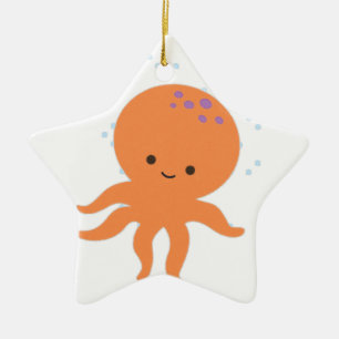Cute Octopus-Tecknad Julgransprydnad Keramik