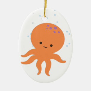 Cute Octopus-Tecknad Julgransprydnad Keramik