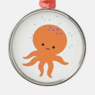 Cute Octopus-Tecknad Julgransprydnad Metall