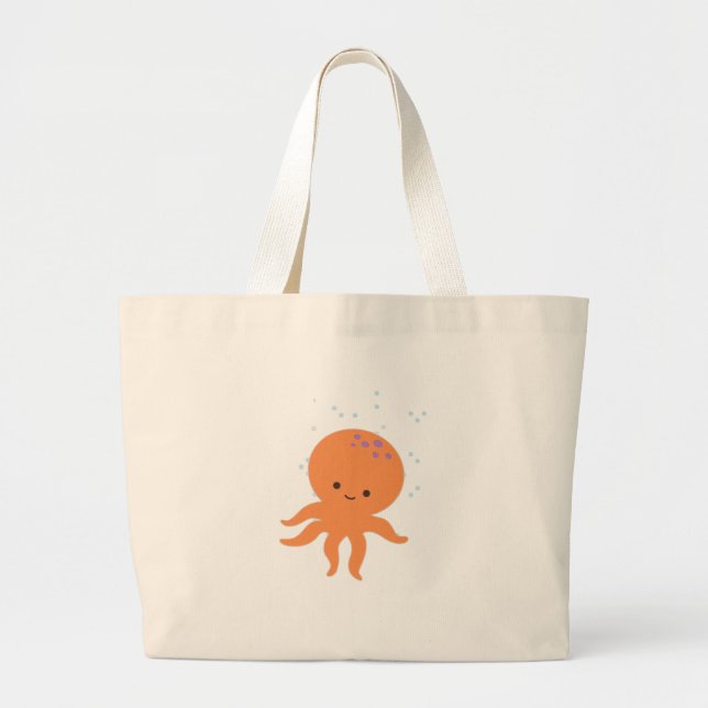 Cute Octopus-Tecknad Jumbo Tygkasse (Framsidan)