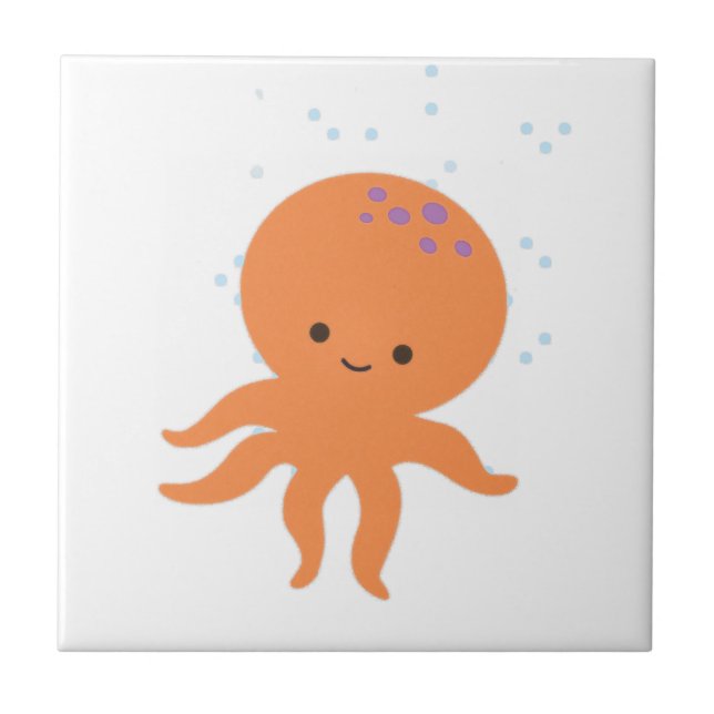 Cute Octopus-Tecknad Kakelplatta (Framsidan)