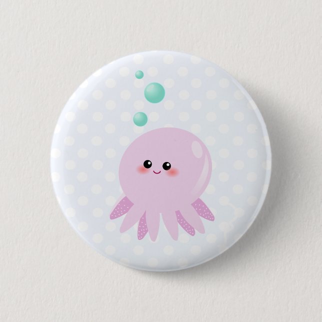 Cute octopus-tecknad knapp (Framsida)