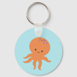 Cute Octopus Tecknad Pastel Blue Nyckelring