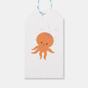 Cute Octopus-Tecknad Presentetikett