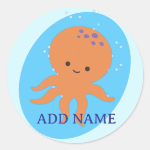 Cute Octopus-Tecknad Runt Klistermärke