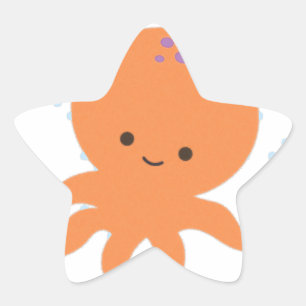 Cute Octopus-Tecknad Stjärnformat Klistermärke