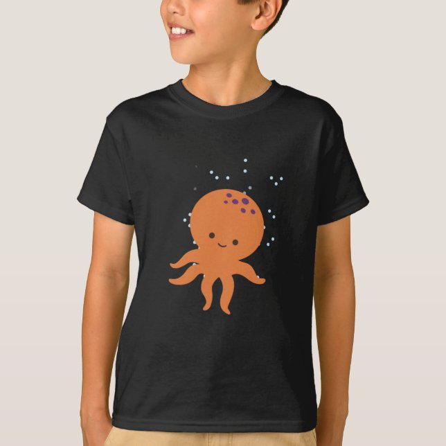 Cute Octopus-Tecknad Tee Shirt (Framsida)