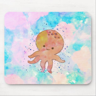 Cute Octopus Tecknad Vattenfärg Musmatta