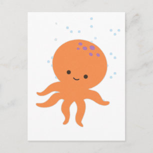 Cute Octopus-Tecknad Vykort
