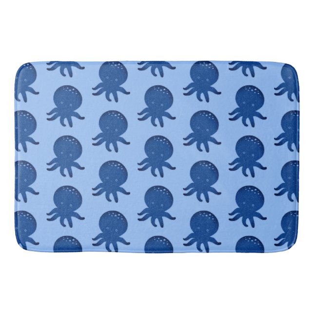 Cute Octopus-Tecknaden Gammal Papper utskrift Badrumsmatta (Framsidan)