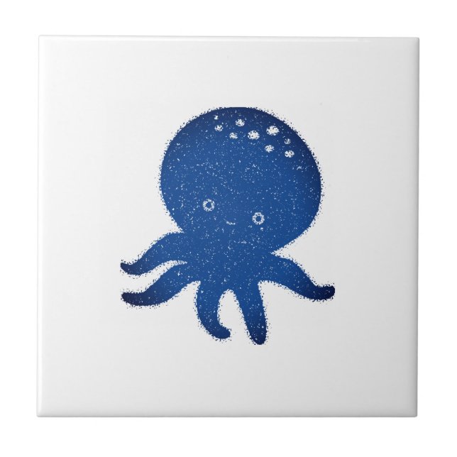 Cute Octopus-Tecknaden Gammal Papper utskrift Kakelplatta (Framsidan)