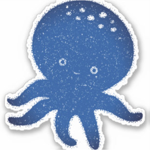Cute Octopus-Tecknaden Gammal Papper utskrift Klistermärken