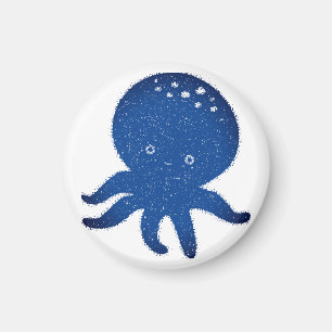 Cute Octopus-Tecknaden Gammal Papper utskrift Magnet