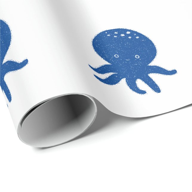 Cute Octopus-Tecknaden Gammal Papper utskrift Presentpapper (Rullad Hörn)