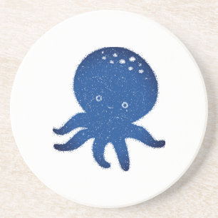 Cute Octopus-Tecknaden Gammal Papper utskrift Underlägg