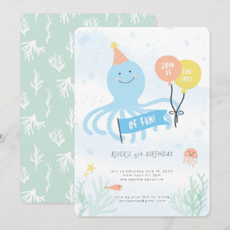 Cute Octopus under havet Inbjudningar