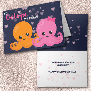 Cute Octopus Valentine Card Helgkort