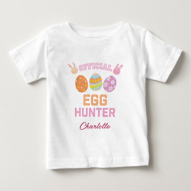 Cute Official Egg Hunter Easter Kids Name T Shirt (Framsida)