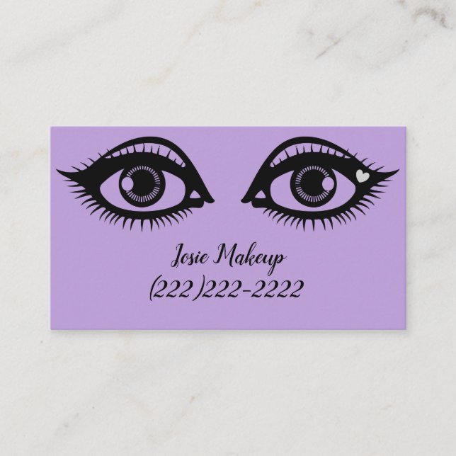 Cute Öga Print Makeup Artist Lavender Färg Visitkort (Framsida)