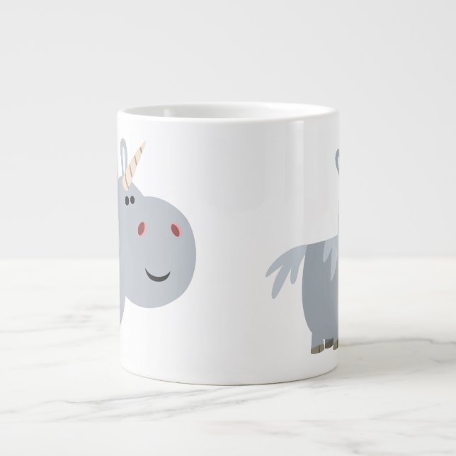 Cute Ogranskable Tecknad Unicorn Jumbo Mugg (Framsidan)