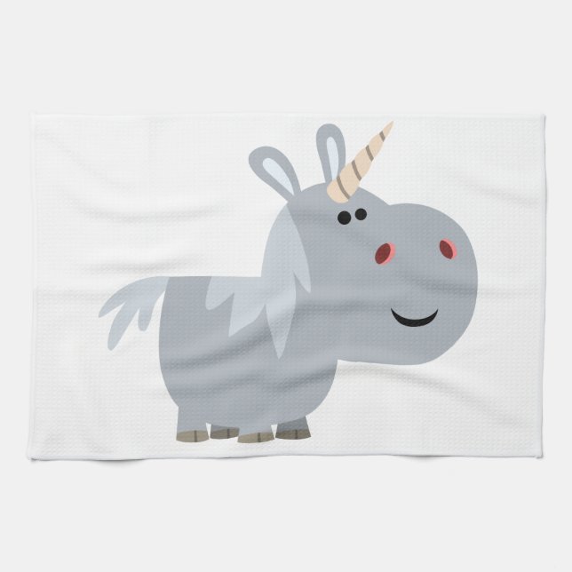 Cute Ogranskable Tecknad Unicorn Kitchen Towel Kökshandduk (Horisontell)