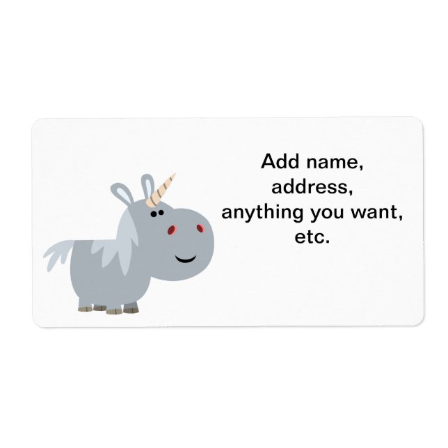 Cute Ogranskable Tecknad Unicorn Shipping Label Fraktsedel (Framsidan)