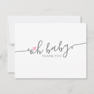 Cute Oh Baby Heart Girl Baby Shower Tack Kort