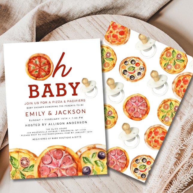 Cute Oh Baby Pizza & Nappar Baby Shower Inbjudningar (Skapare uppladdad)