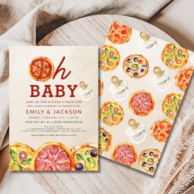 Cute Oh Baby Pizza & Nappar Baby Shower Inbjudningar (Skapare uppladdad)