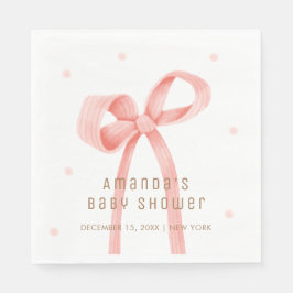 Cute Oh Baby Polka Dot Bow Baby Shower Pappersservett