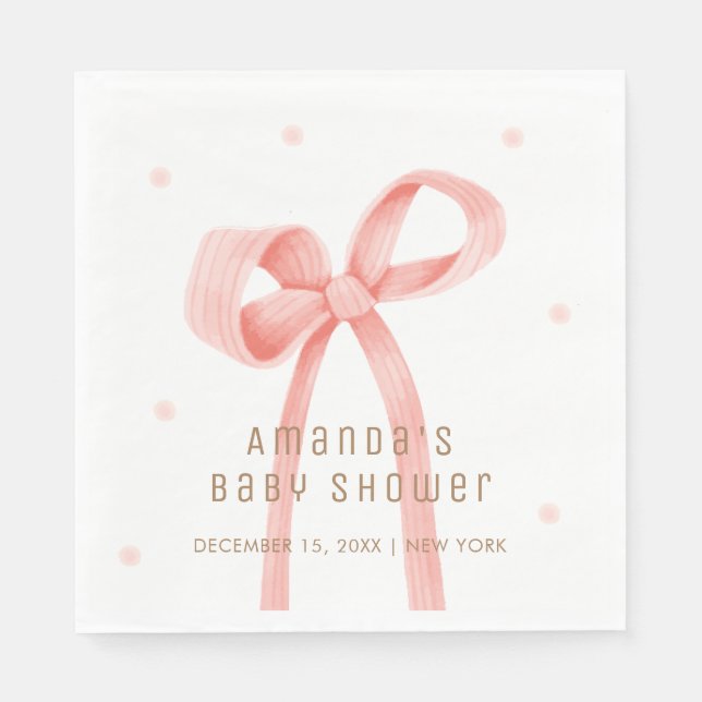 Cute Oh Baby Polka Dot Bow Baby Shower Pappersservett (Framsidan)