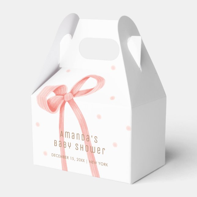 Cute Oh Baby Polka Dot Bow Baby Shower Presentaskar (Framsidan Sidan)