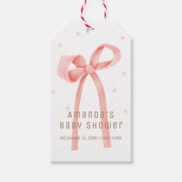 Cute Oh Baby Polka Dot Bow Baby Shower Presentetikett