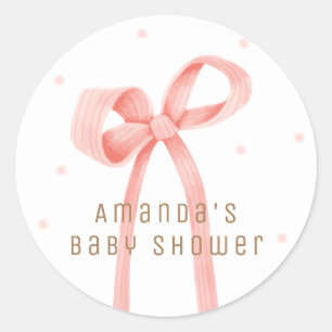 Cute Oh Baby Polka Dot Bow Baby Shower Runt Klistermärke