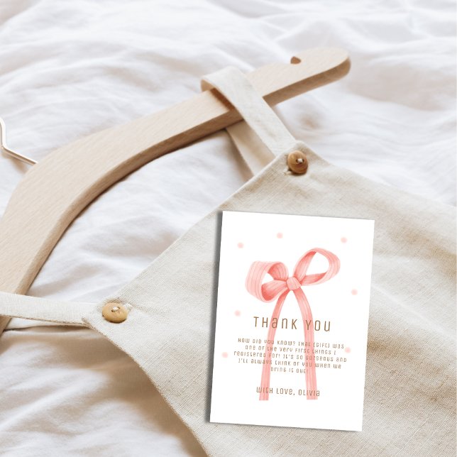 Cute Oh Baby Polka Dot Bow Baby Shower Tack Kort (Cute Oh Baby Polka Dot Bow Baby Shower Thank You Card)