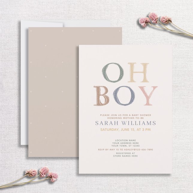 Cute Oh Boy Colorful Minimal Baby Shower Inbjudningar (Skapare uppladdad)