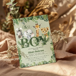 Cute Oh Boy Jungle Safari Baby Shower Inbjudningar