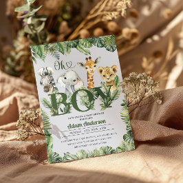 Cute Oh Boy Jungle Safari Baby Shower Inbjudningar