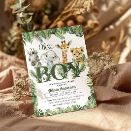 Cute Oh Boy Jungle Safari Baby Shower Inbjudningar