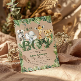 Cute Oh Boy Jungle Safari Baby Shower Inbjudningar