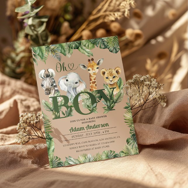Cute Oh Boy Jungle Safari Baby Shower Inbjudningar (Skapare uppladdad)