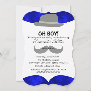 Cute Oh Boy Mustache Baby Shower-inbjudan Inbjudningar