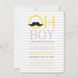 Cute Oh Boy Mustache Baby Shower-inbjudningar Inbjudningar